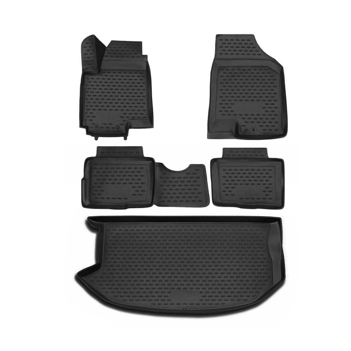 Kia Soul Floor-Trunk Mats - Omac - KIT 3D - Black - '10-'13